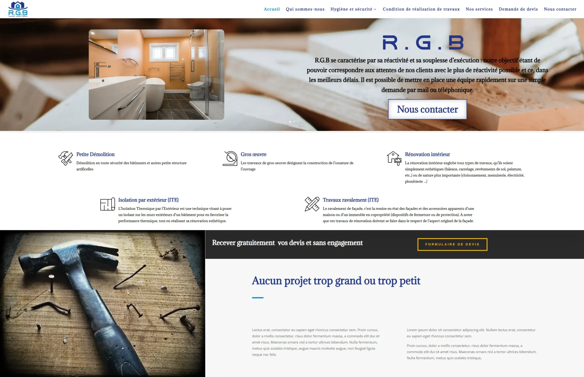 Création du site internet RGB, site dans la rénovation générale du bâtiment